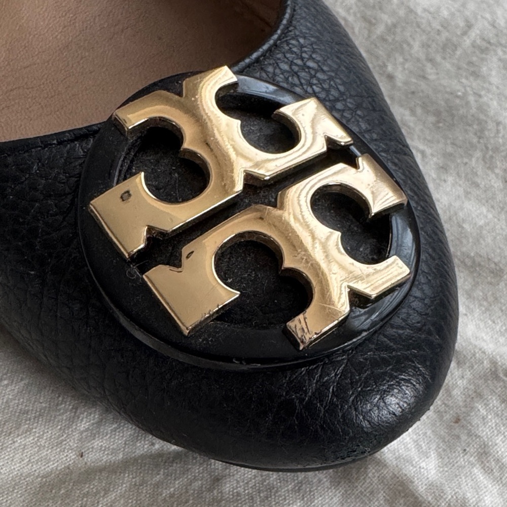 Tory Burch Claire Black Flats with Gold Accents - Picture 5 of 5